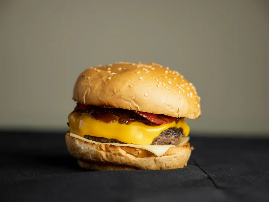 Burger assembled on a GAP Foods wholesale burger bun